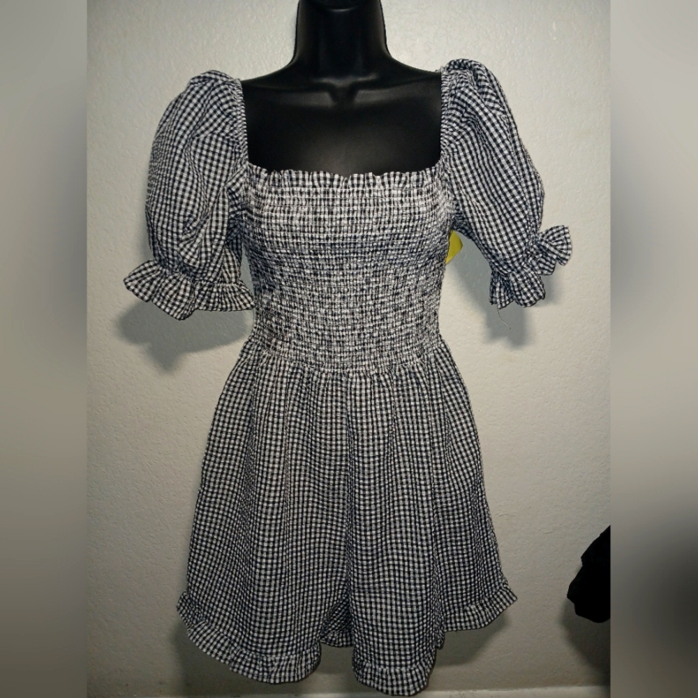 Black and White Tiered Romper with Square Neck
